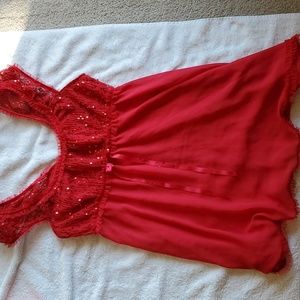 NWOT Ambrielle Red Chemise has sequins on bodice in Size Medium